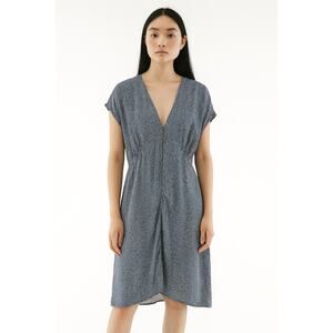 Abercrombie & Fitch Speckle‎ V Neck Mini Dress Blue Smock Back Pocket Medium